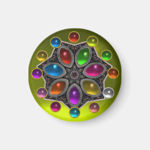 SHINY STAR MED KOLORFUL GEMSTONES Guld Gult Magnet