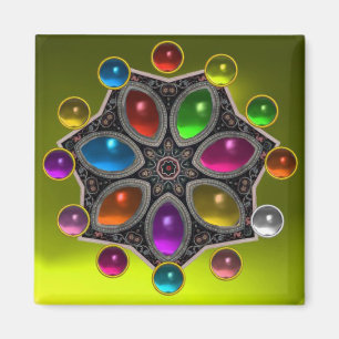 SHINY STAR MED KOLORFUL GEMSTONES Guld Gult Magnet
