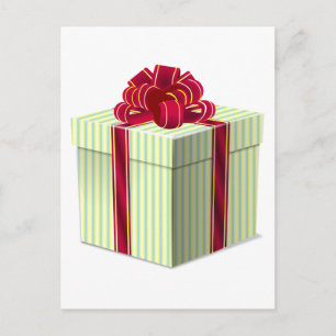 Shiny Stripe Gift/Present med Red Bow Ribbon Vykort