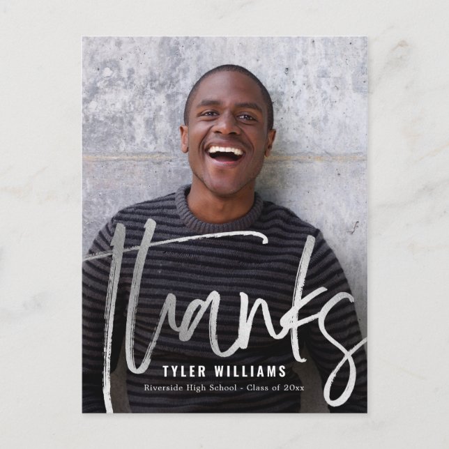 Shiny Strokes Modern Studenten Tack Vykort (Framsida)