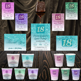 Shiny Teal Blue Glitter under 18:e födelsedagen Spara Datumet