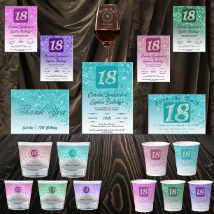 Shiny Teal Blue Glitter under 18:e födelsedagen Spara Datumet