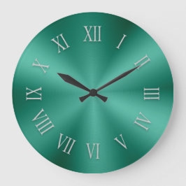 Shiny Teal Grönt Metallic Clock med romerska siffr Stor Klocka
