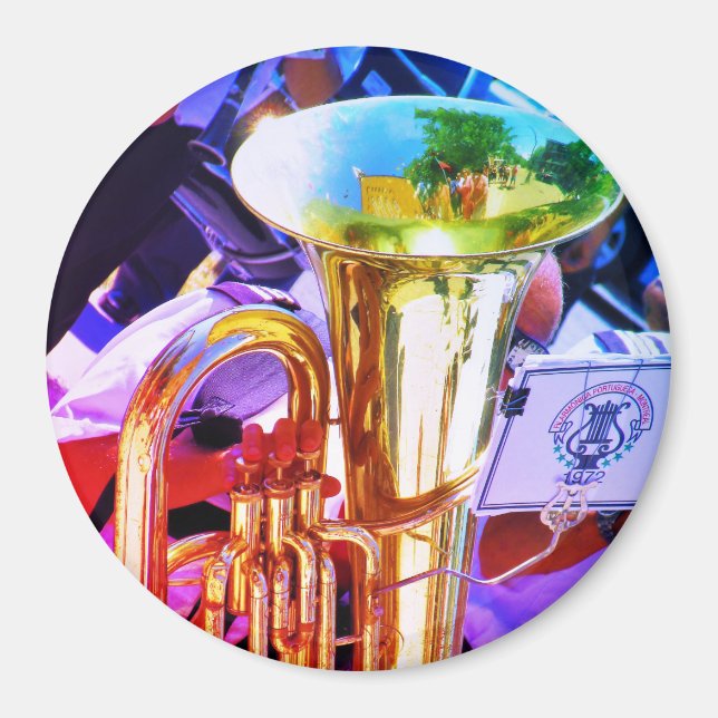 Shiny Tuba Perspective Brass Band Magnet (Framsidan)