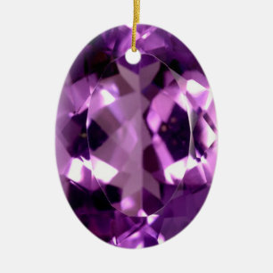 Shiny violet Amethyst gem februari födelsesten Julgransprydnad Keramik