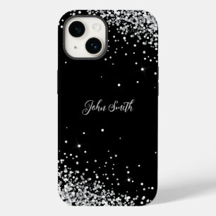 Shiny White Grått Glitter Black Text Anpassade