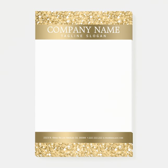 Shiny White och Guld Glitter Post-it Block (Framsida)