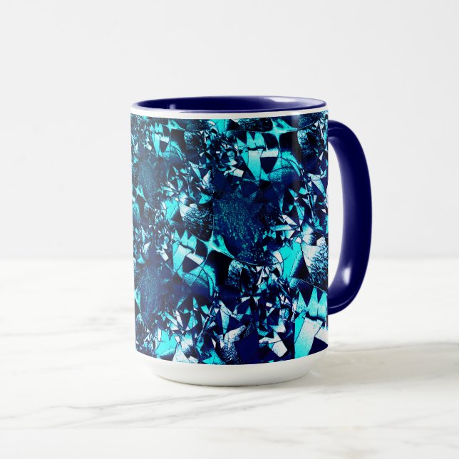 Shinyblå skuggor och liknande präglingsfärger mugg (Framsida höger)