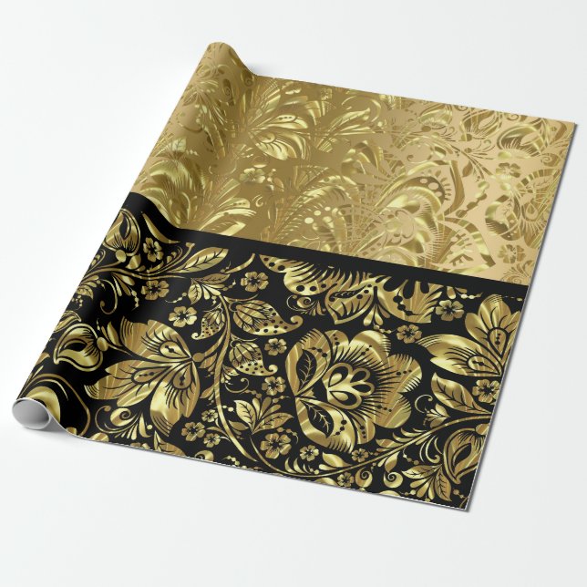 ShinyGold- och Black-skador Presentpapper (Utrullad)