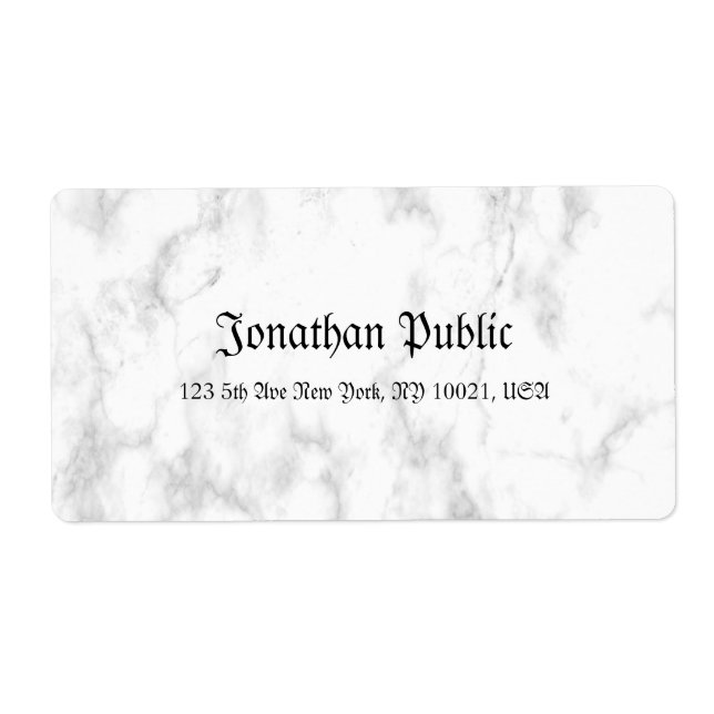 Shipping White Marble Script Luxury Modern Fraktsedel (Framsidan)