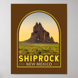 Shiprock New Mexico Retro Emblem Konst Vintage Poster