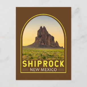 Shiprock New Mexico Retro Emblem Konst Vintage Vykort