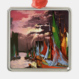 Ships in the Port of La Rochelle Art Julgransprydnad Metall