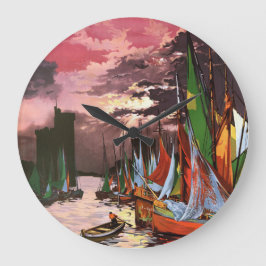 Ships in the Port of La Rochelle Art Stor Klocka