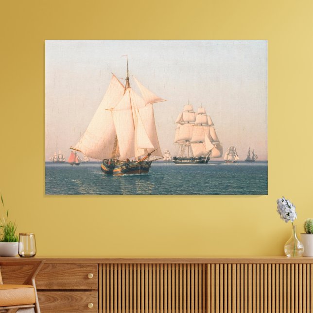 Ships under sail in a mild breeze canvastryck (Insitu (Vardagsrum))