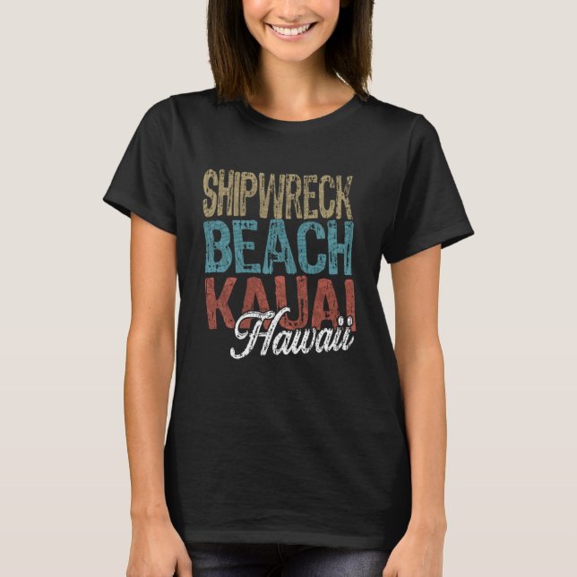 Shipwreck Beach KAUAI Hawaii HIBISCUS AND SCRIPT T T Shirt (Framsida)