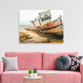 Shipwreck Berömd Boat Stuck in Point Reyes CA Canvastryck