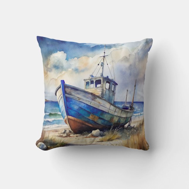 Shipwreck Boat Beach Themed Kudde (Framsida)