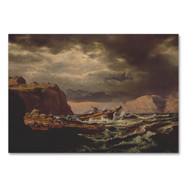 Shipwreck on the Norwegian Coast by Johan Dahl  Bordsnummer (Framsidan)