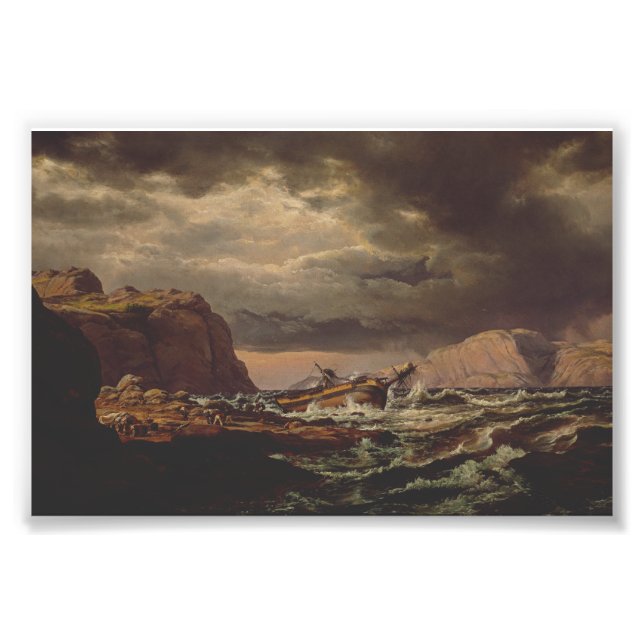 Shipwreck on the Norwegian Coast by Johan Dahl  Fototryck (Framsidan)