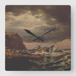 Shipwreck on the Norwegian Coast by Johan Dahl  Fyrkantig Klocka