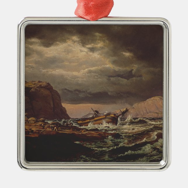 Shipwreck on the Norwegian Coast by Johan Dahl  Julgransprydnad Metall (Framsidan)
