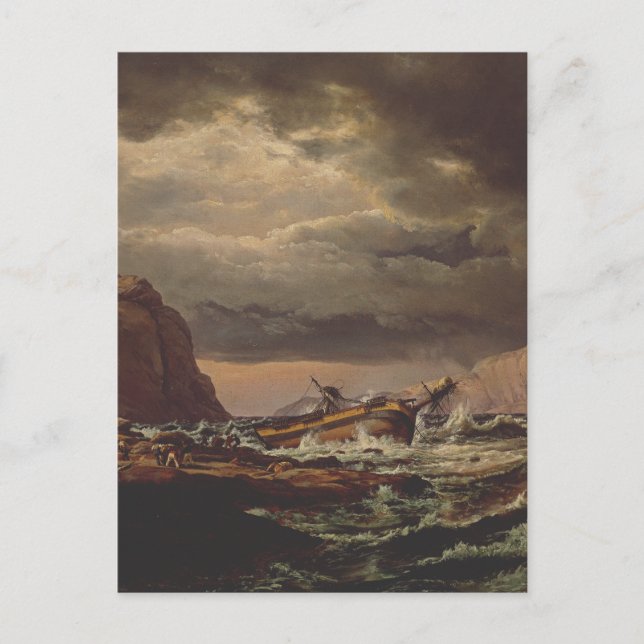 Shipwreck on the Norwegian Coast by Johan Dahl  Meddelande Vykort (Framsida)