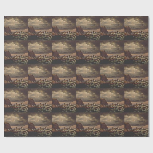 Shipwreck on the Norwegian Coast by Johan Dahl  Presentpapper (Platt)