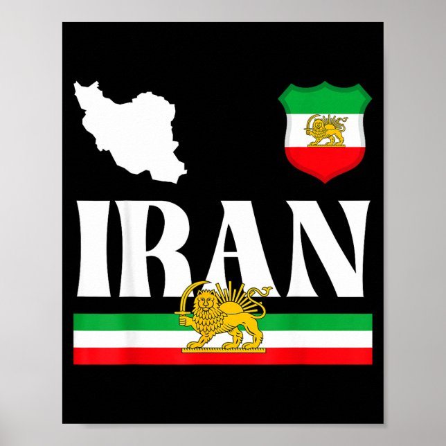 Shir o khorshid iran, lejon och sol, persia  poster (Framsidan)