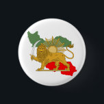 Shir o Khorshid - Lejona och Sol - Flagga Iran Knapp<br><div class="desc">Shir o Khorshid i Farsi,  som elak Lejont och Sol är ikonen för Persia. Iranierna har haft detta tecken på Irans flagga för hundratals år sedan. Persierna är stolta över denna symbol på grund av sin gamla civilisation.</div>