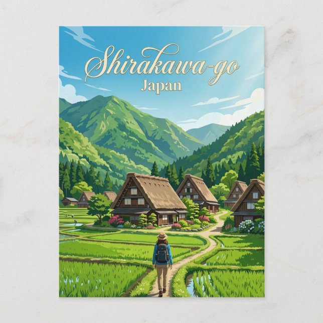Shirakawa-go Japan Vykort (Framsida)