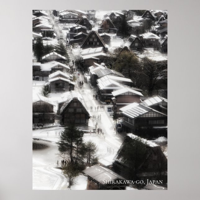Shirakawago snoby landsby Japan Resmål Poster (Framsidan)