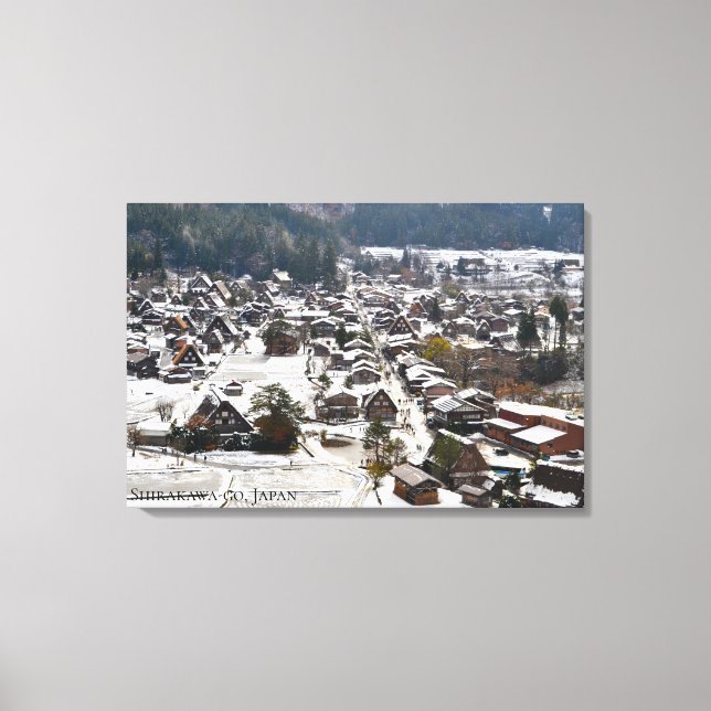 Shirakawago Snobylandsby Japan Reselandskap Canvastryck (Framsida)