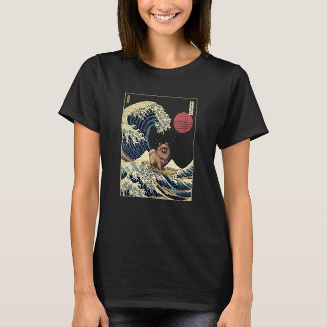 Shiranian Japansk Kanagawa Wave Surfa Hund T Shirt (Framsida)
