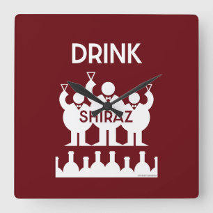 Shiraz Vin Drinkers Fyrkantig Klocka