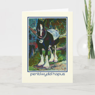Shire Horse Birthday Card: Welsh Hälsning Kort