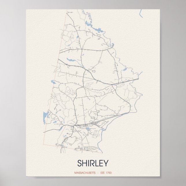 Shirley Massachusetts Gatukarta Poster (Framsidan)