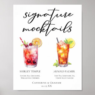 Shirley Temple Arnold Palmer Mocktails Menu Poster