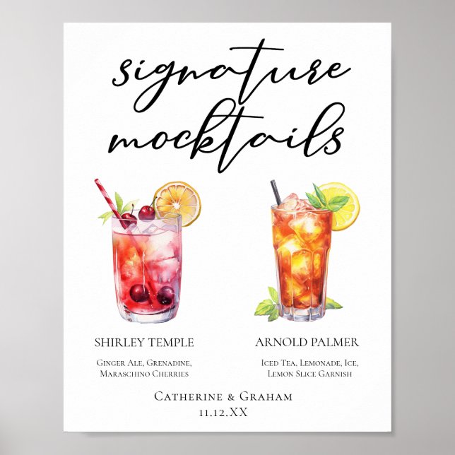 Shirley Temple Arnold Palmer Mocktails Menu Poster (Framsidan)