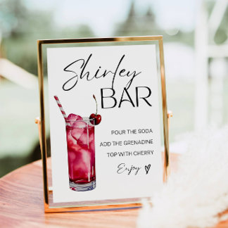 Shirley Temple Pub Sign, Shirley Mocktail Print Poster
