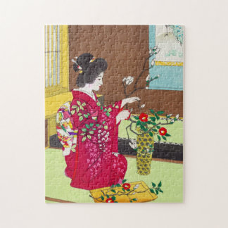 Shiro Kasamatsu Ikebana blommor dam maiko art Pussel