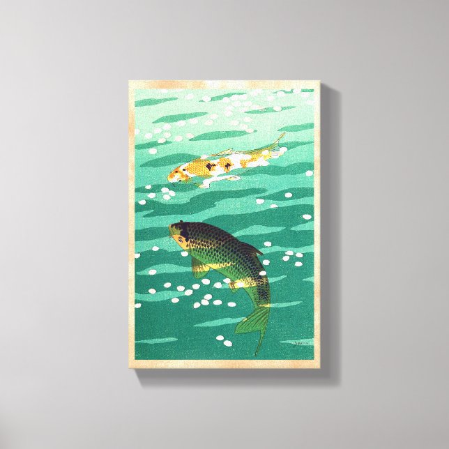 Shiro Kasamatsu Karp Koi fish pond japanese art Canvastryck (Framsida)