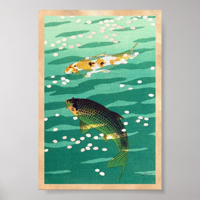 Shiro Kasamatsu Karp Koi fish pond japanese art Poster (Framsidan)