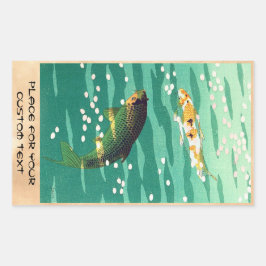 Shiro Kasamatsu Karp Koi fish pond japanese art Rektangulärt Klistermärke