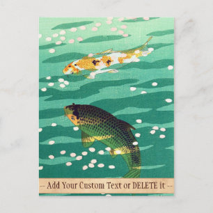 Shiro Kasamatsu Karp Koi fish pond japanese art Vykort
