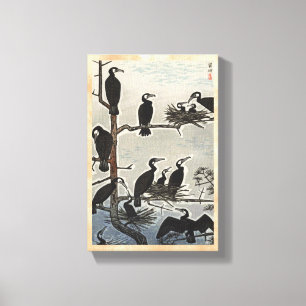 Shiro Kasamatsu Skarvgökar ukiyo-e Canvastryck