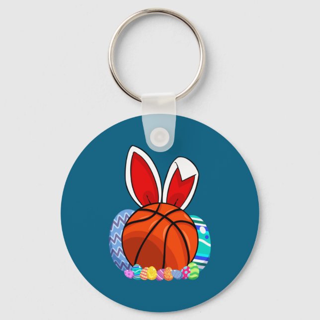 Shirt Basketball Easter Egg Bunny Nyckelring (Framsida)