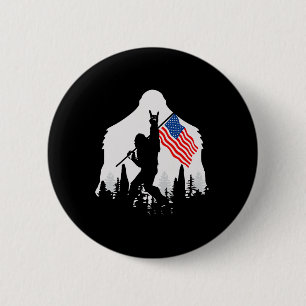 Shirt Bigfoot Sasquatch USA American Flagga Knapp