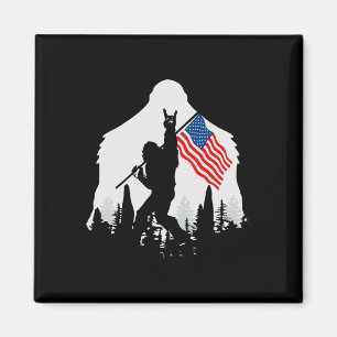Shirt Bigfoot Sasquatch USA American Flagga Magnet