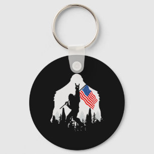 Shirt Bigfoot Sasquatch USA American Flagga Nyckelring